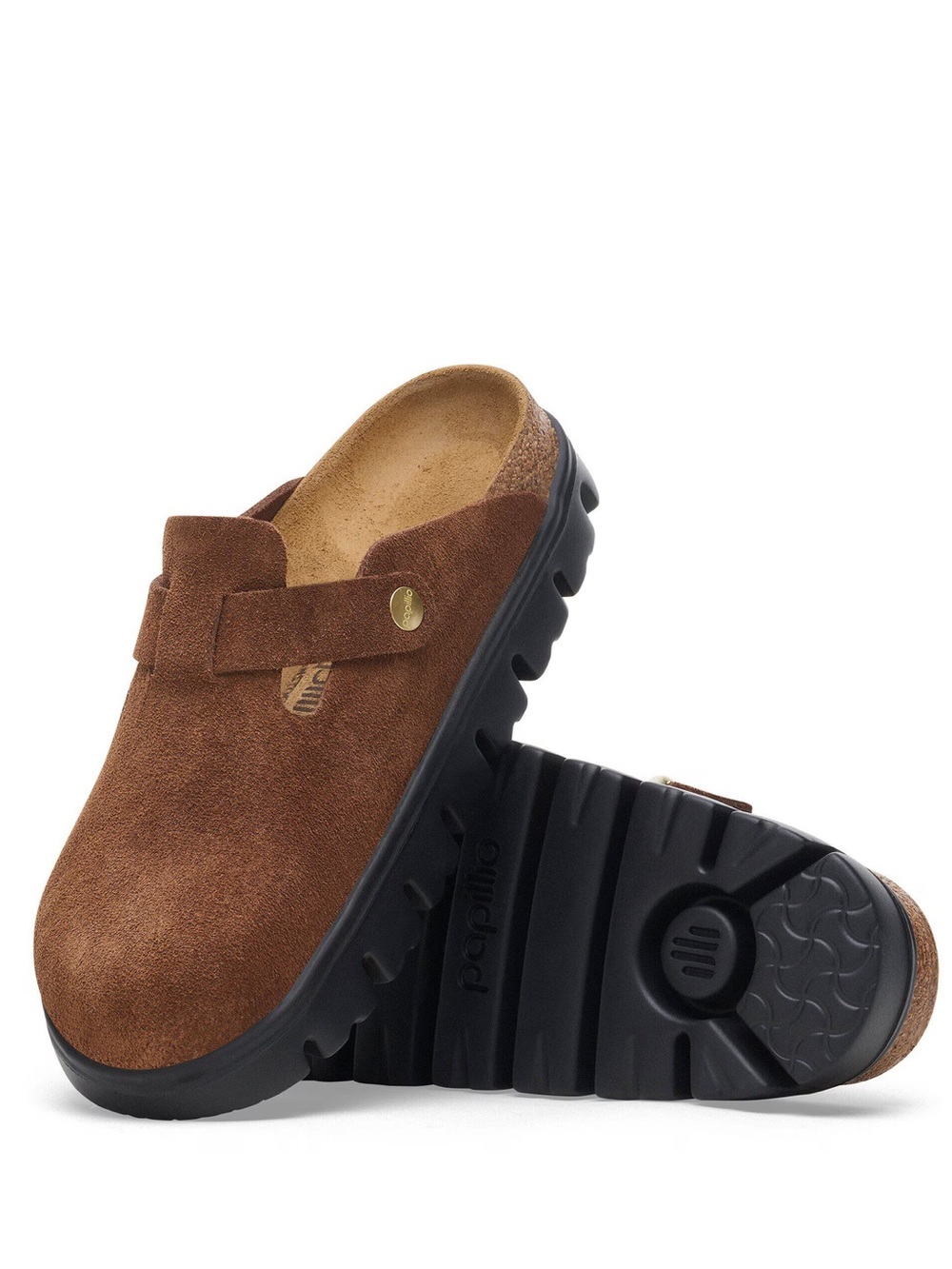 Birkenstock Boston Chunky In Dark Tea And Black